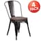 Flash Furniture Black-Antique Gold Metal Stackable Chair with Wood Seat, PK4 4-CH-31230-BQ-WD-GG - alternate 2